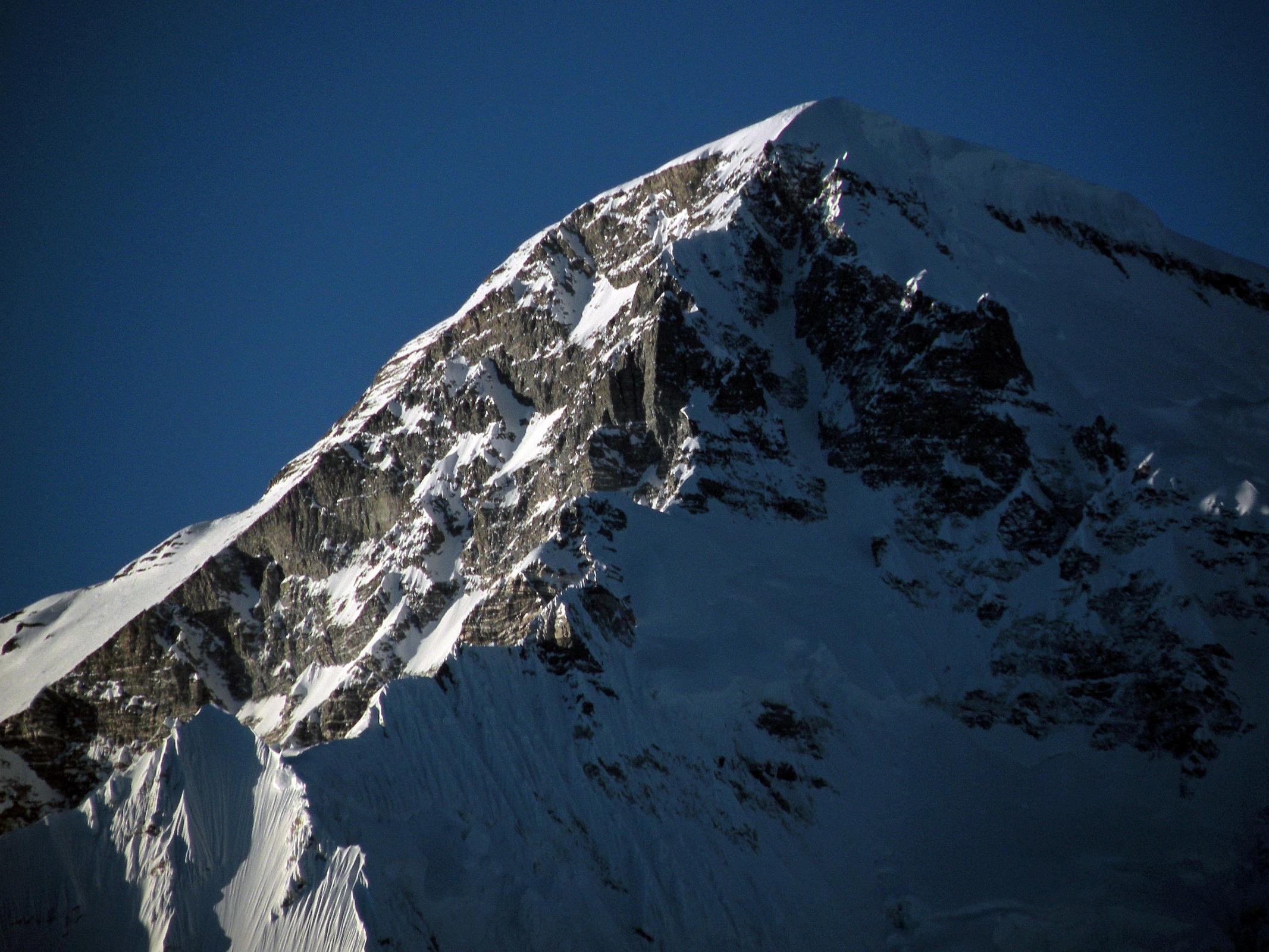 08 Gokyo Ri 03-2 Cho Oyu Summit Area Close Up From Gokyo Ri Before Sunset Cho Oyu (8201m) close up of the summit area in the late afternoon from Gokyo Ri.